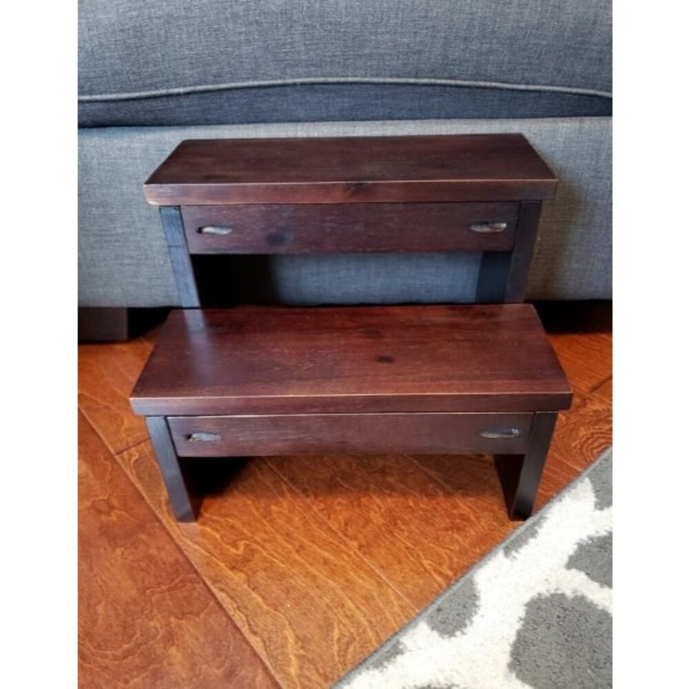 Wooden Two Step Stool - Heavy Duty 2 Step Stool for Adult and Kids